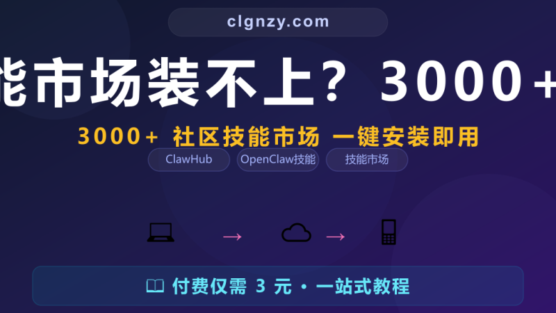 ClawHub 技能市场装不上？3000+ 技能配置指南-村里姑娘-知识付费与AI资源整合平台